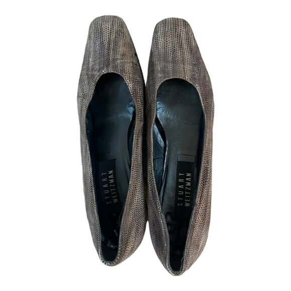 Stuart Weitzman Suede Block Toe Heel Shoes Y2K Pumps Women's 8AA - Picture 2 of 6